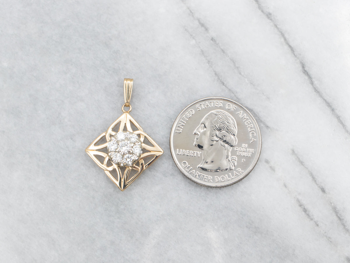 Yellow Gold Diamond Cluster Pendant