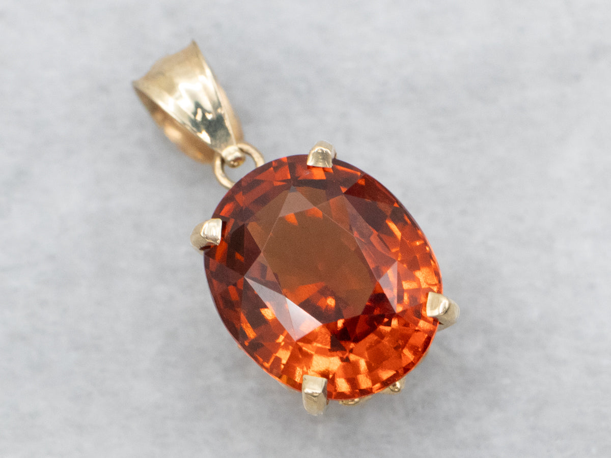 Hessonite Garnet Solitaire Pendant