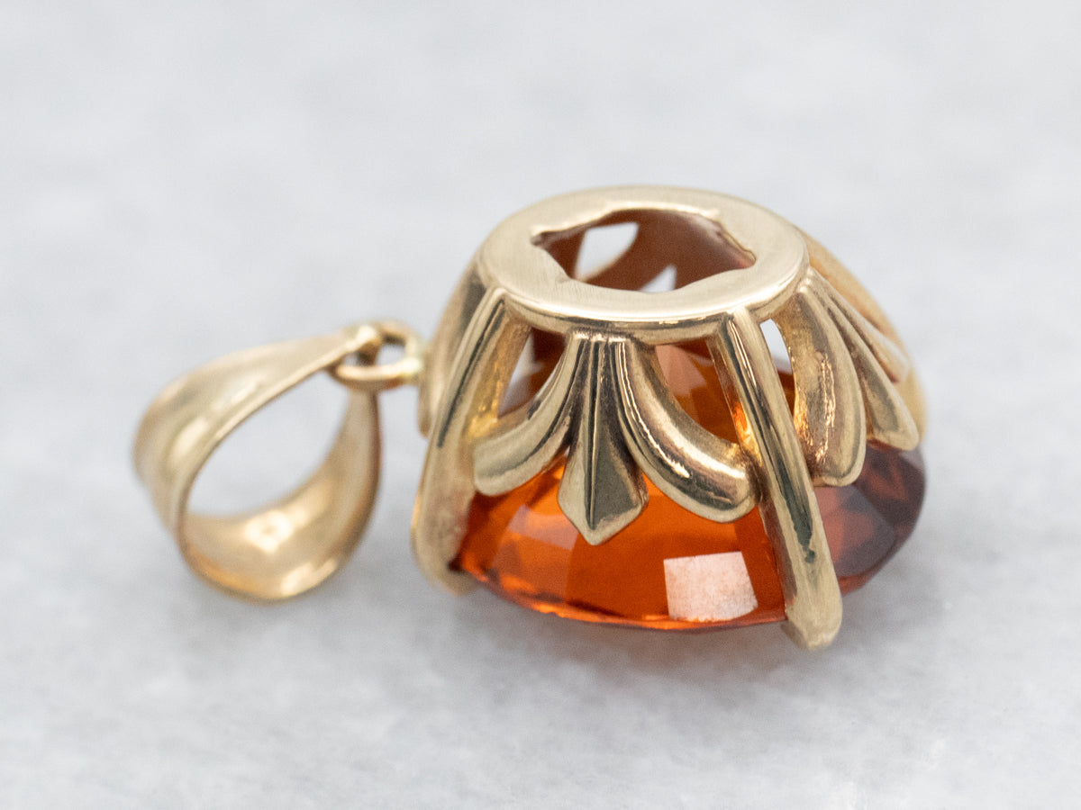 Hessonite Garnet Solitaire Pendant