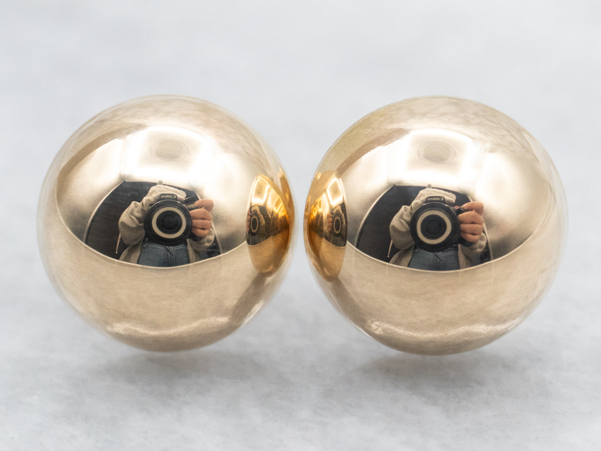 Yellow Gold Hollow Dome Stud Earrings