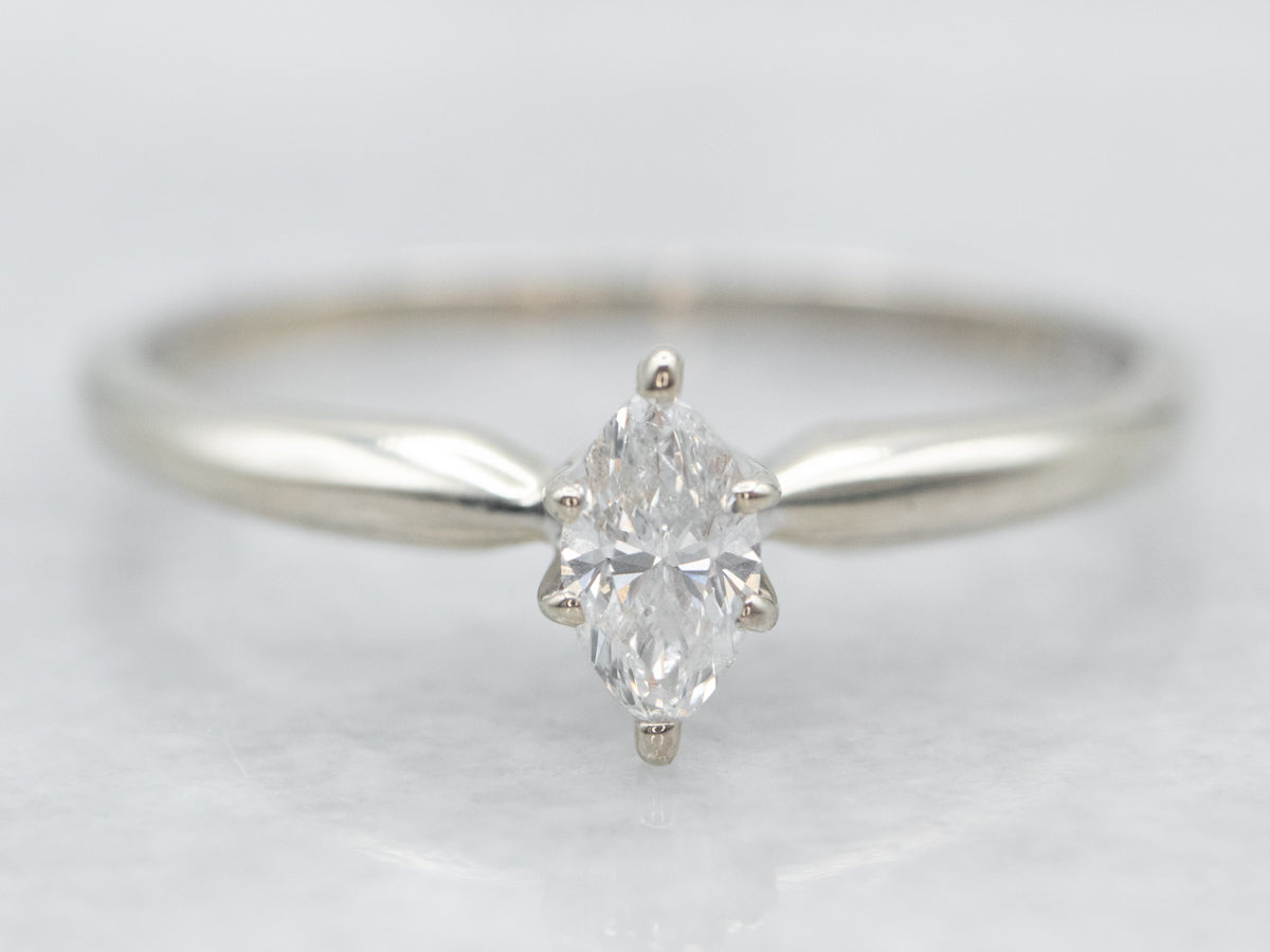 White Gold Marquise Cut Diamond Solitaire Engagement Ring