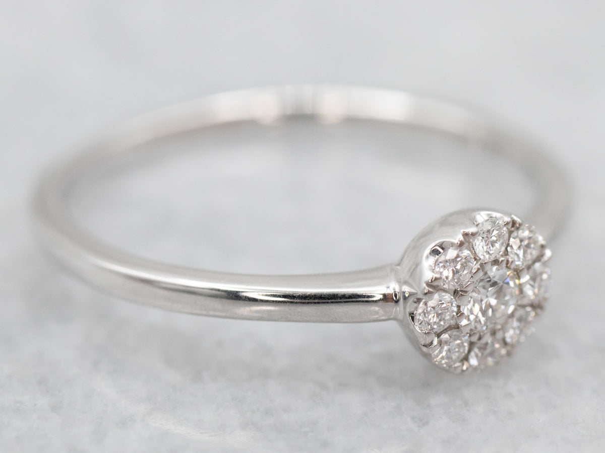 White Gold Diamond Halo Engagement Ring