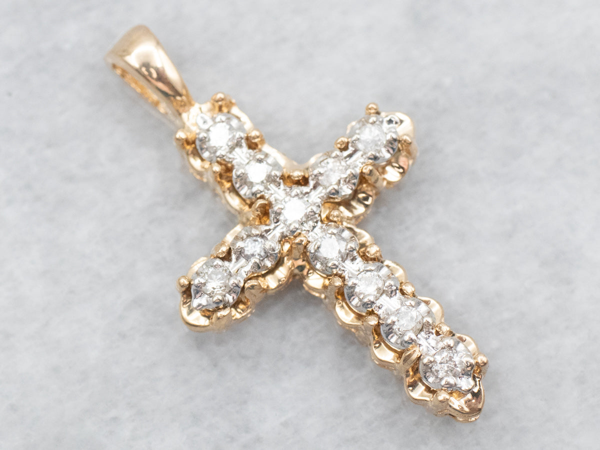 Yellow Gold Diamond Cross Pendant