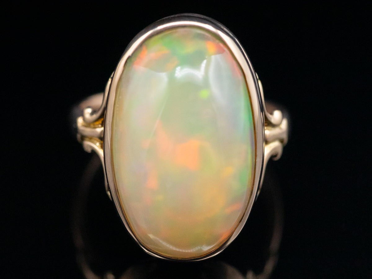 Antique Rose Gold Opal Solitaire Ring