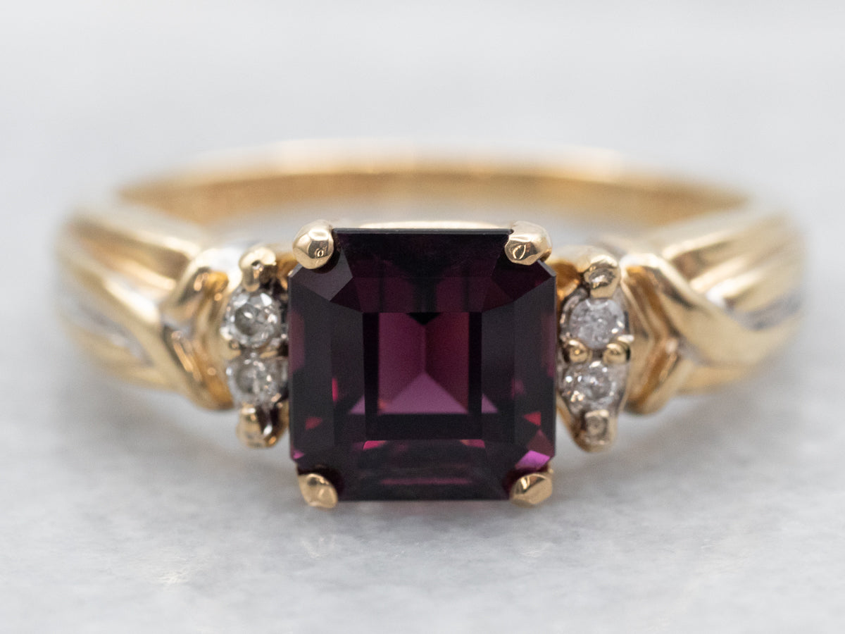 Rhodolite Garnet Ring with Diamond Accents