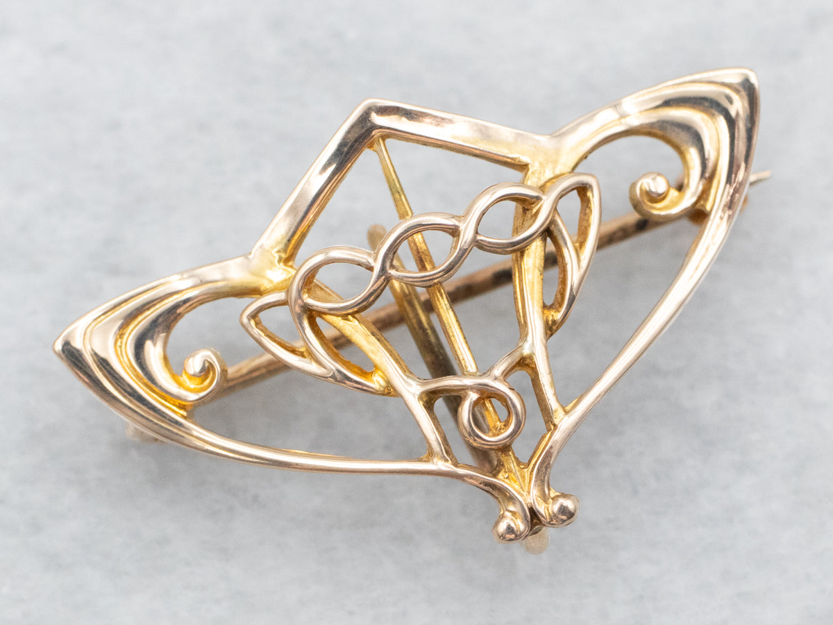 Yellow Gold Charm Holder Brooch or Pendant