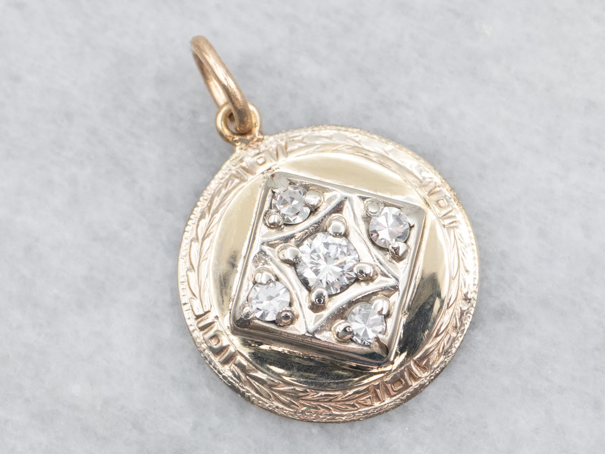 Yellow Gold Diamond Disc Pendant