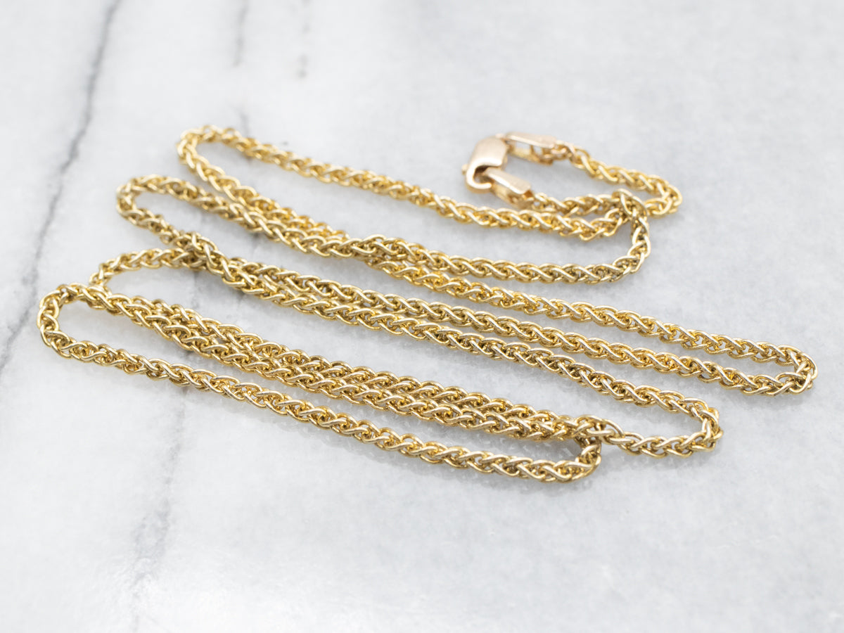 Yellow Gold Wheat Chain with Lobster Clasp