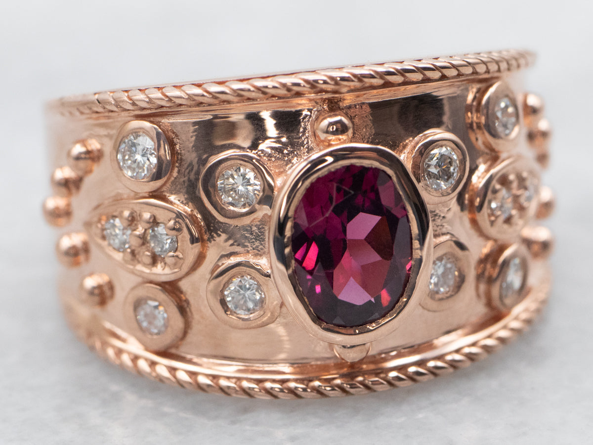 Rose gold rhodolite garnet ring store