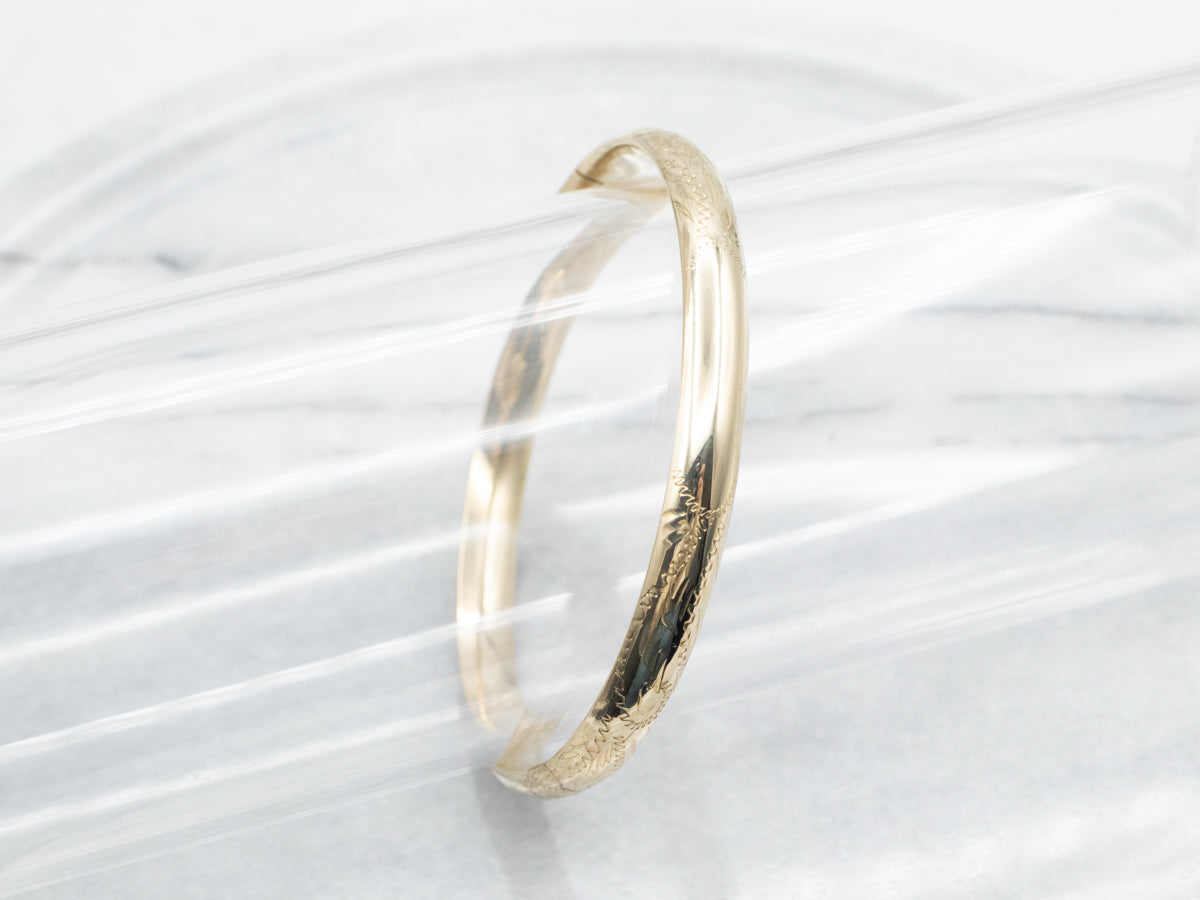 Etched Hinged Bangle Bracelet