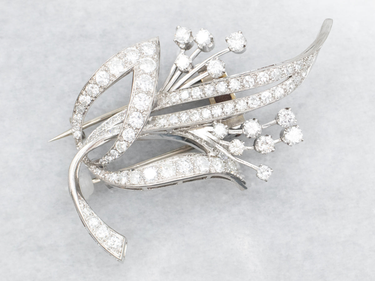 Platinum Diamond Floral Brooch