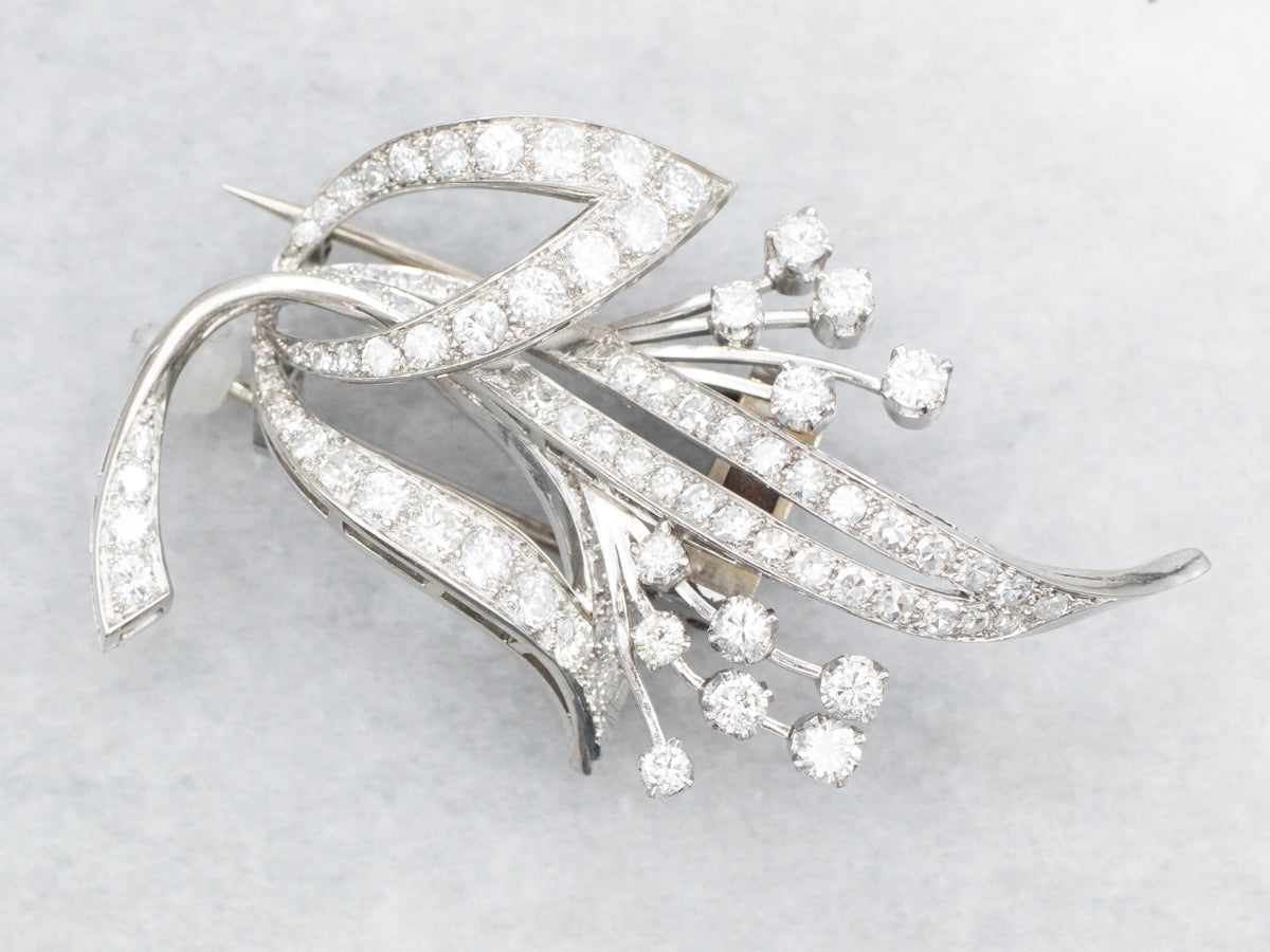 Platinum Diamond Floral Brooch