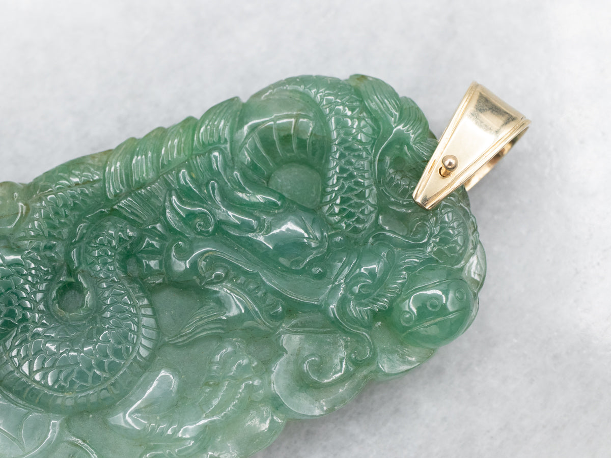 Carved Jade Dragon Pendant