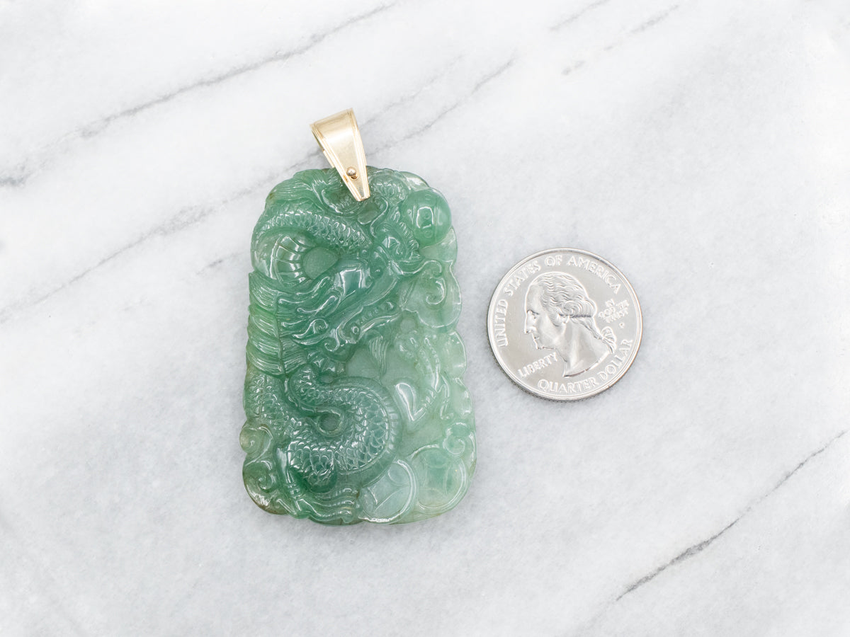 Carved Jade Dragon Pendant