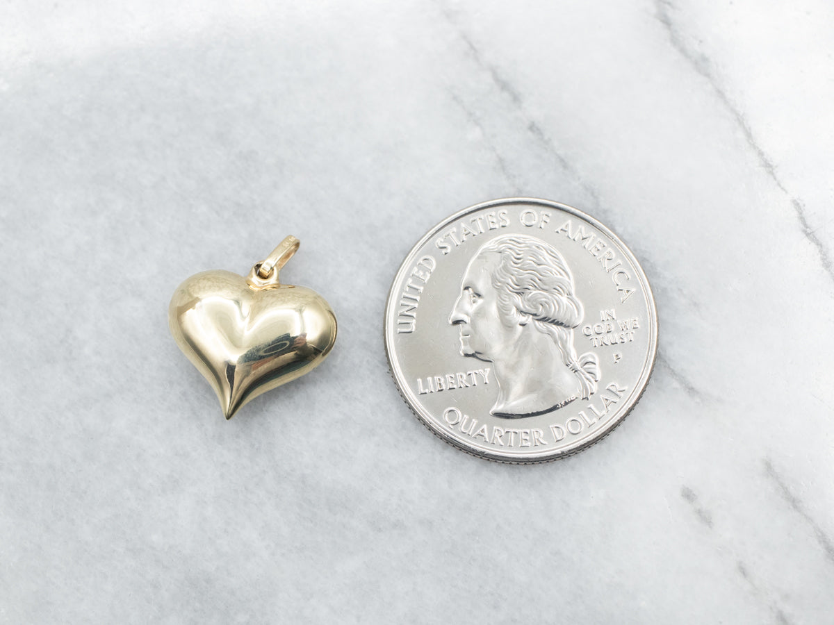 Yellow Gold Puffy Heart Pendant