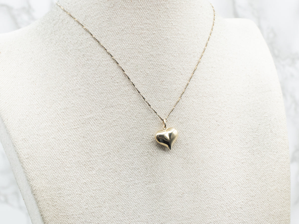 Yellow Gold Puffy Heart Pendant