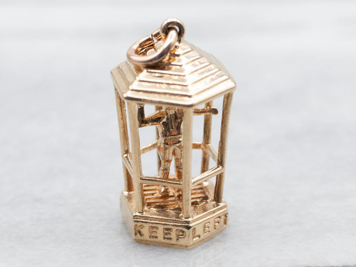 Vintage Gold "KEEP LEFT" Traffic Director Charm