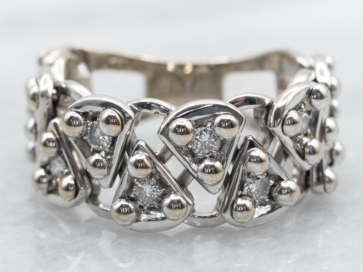 White Gold Diamond Chain Link Band