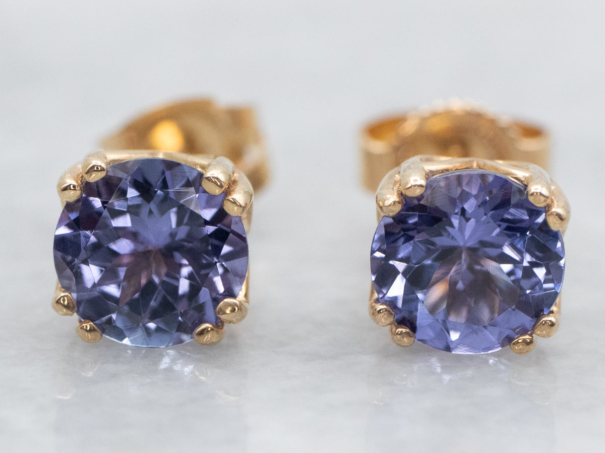 Vibrant Tanzanite Stud Earrings