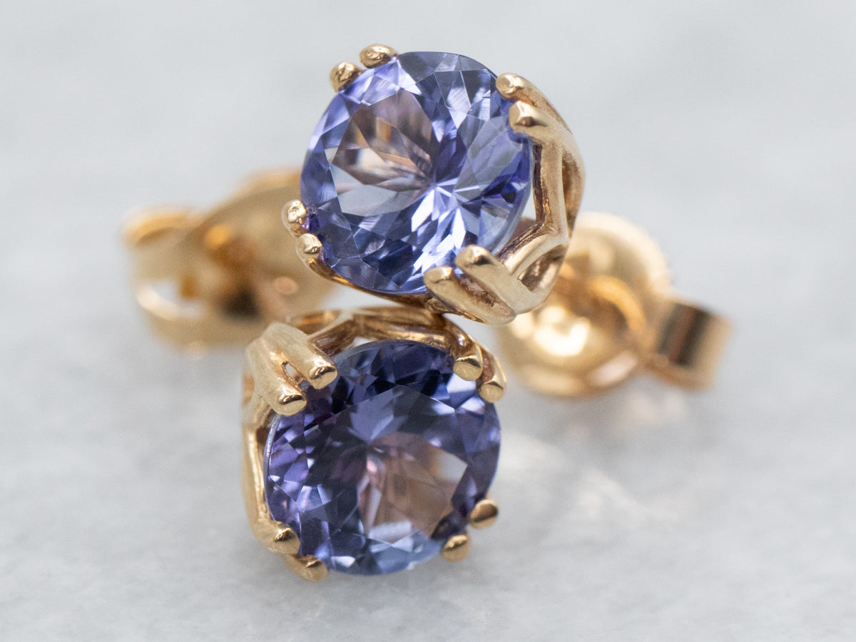 Vibrant Tanzanite Stud Earrings