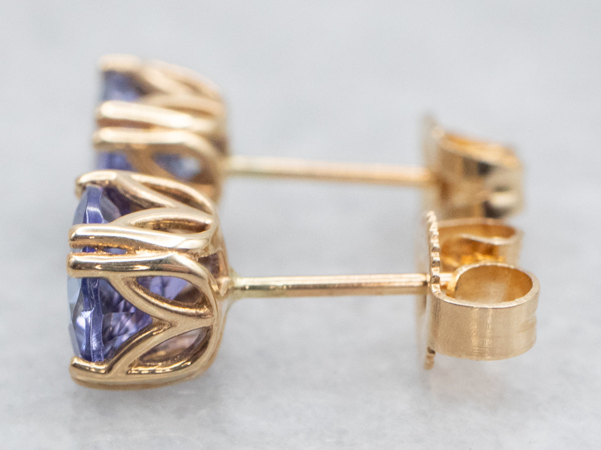 Vibrant Tanzanite Stud Earrings