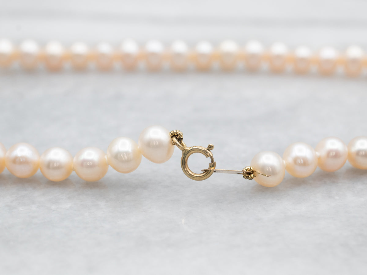 On sale Pale pink pearl strand w/ 10K gold clasp