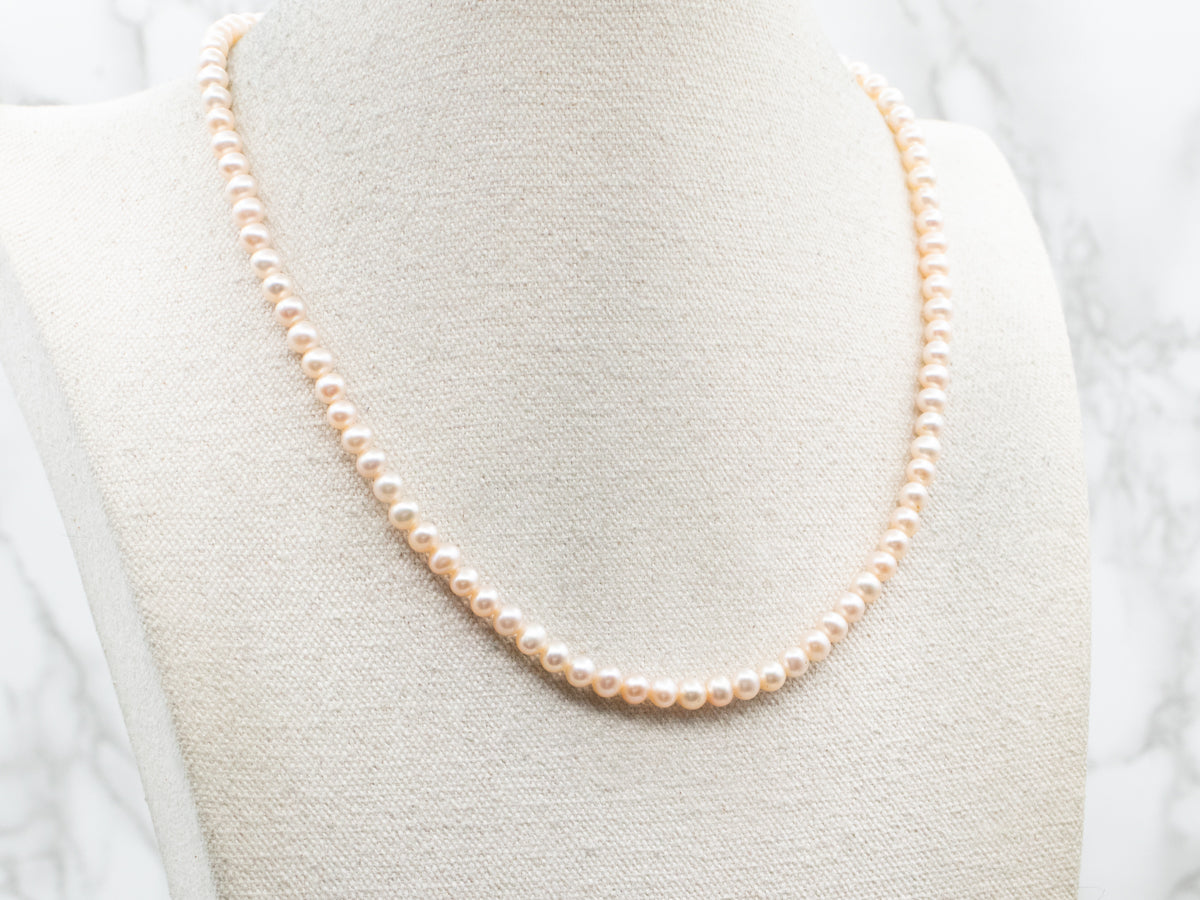 Pink Freshwater Pearl Strand Necklace with Spring Ring Clasp