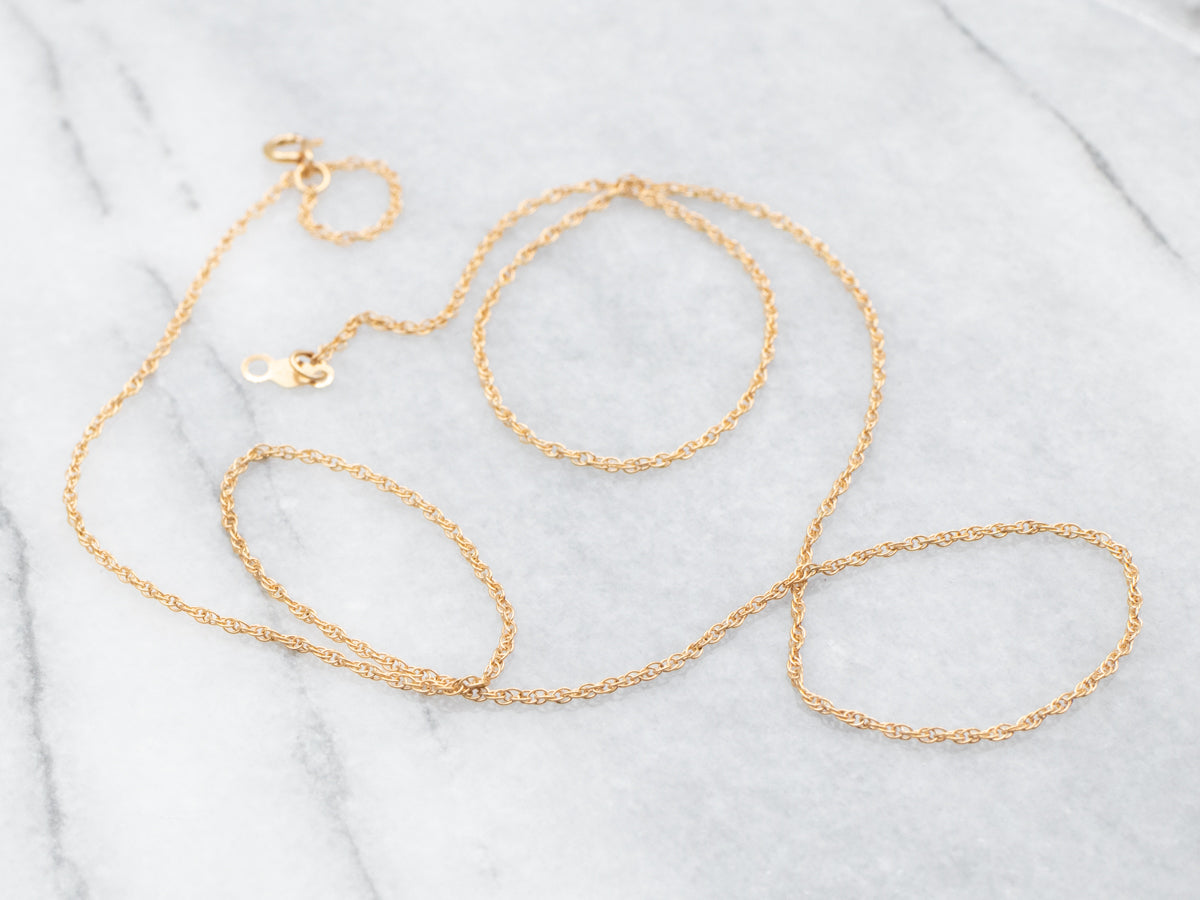 Yellow Gold Rope Chain with Spring Ring Clasp