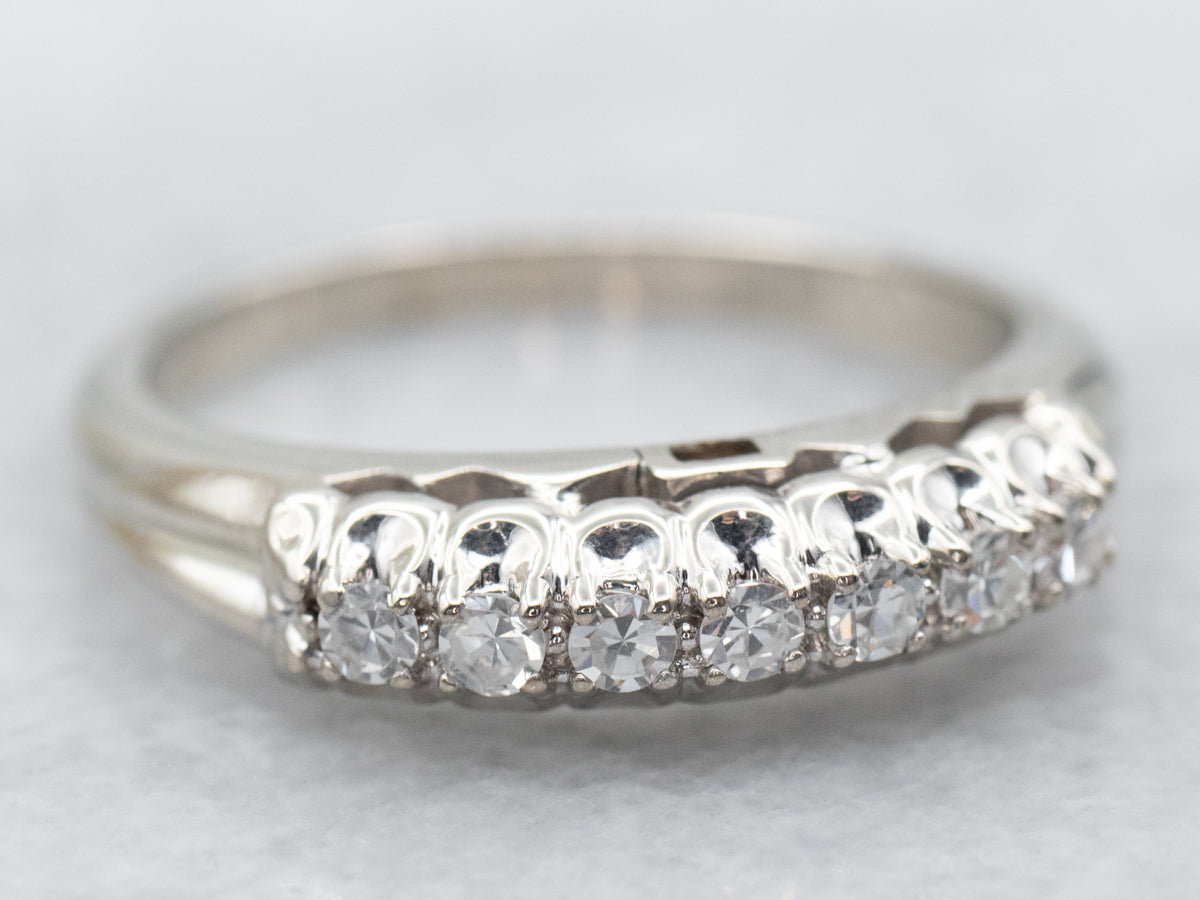 Scalloped White Gold Diamond Band