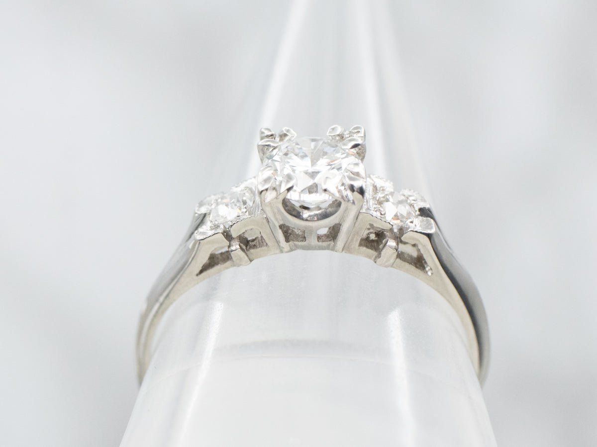 Retro Era Platinum and Diamond Engagement Ring