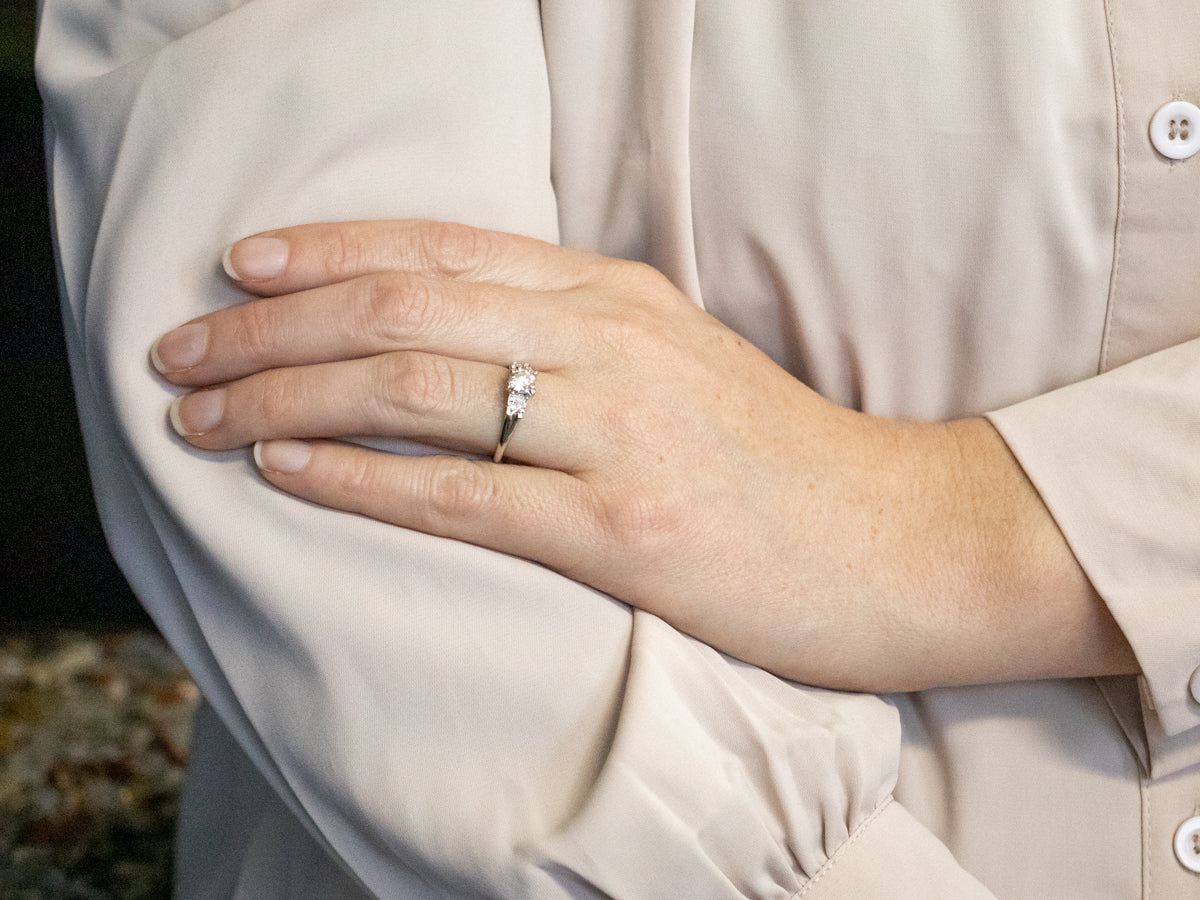 Retro Era Platinum and Diamond Engagement Ring