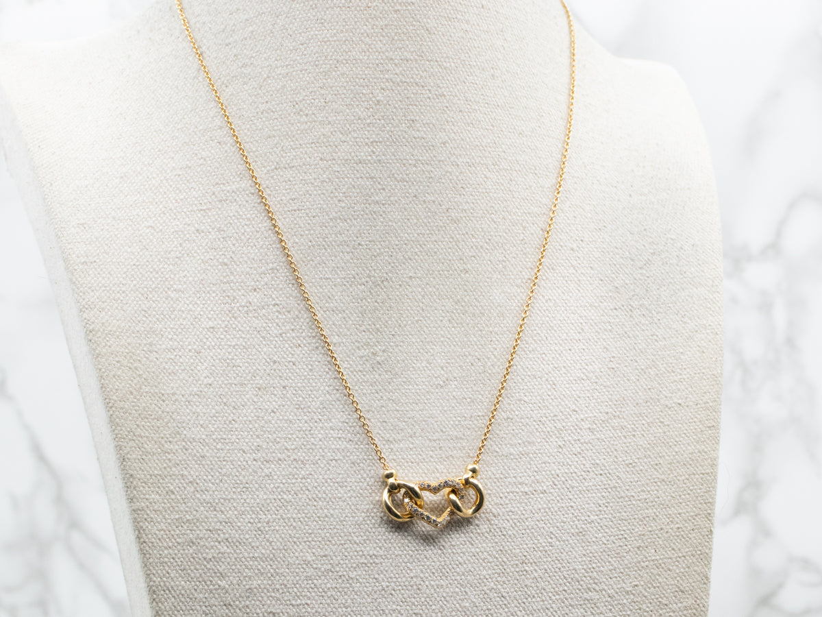 Diamond Encrusted Heart Cable Chain Necklace