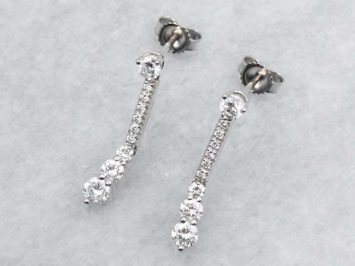 Sparkling White Gold Diamond Drop Earrings