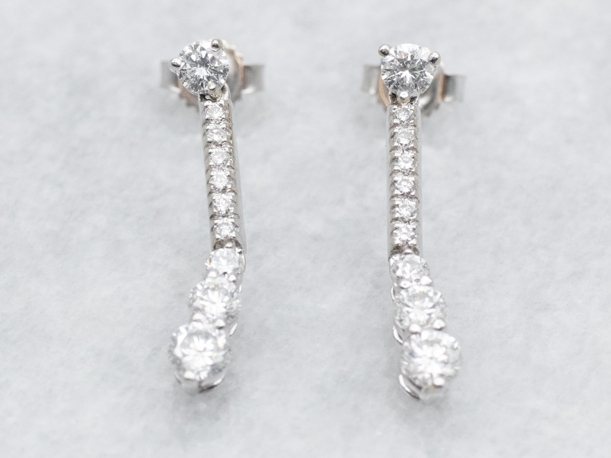 Sparkling White Gold Diamond Drop Earrings