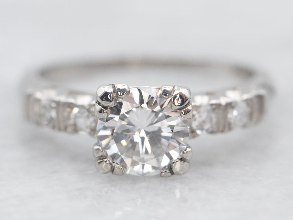 Platinum Diamond Engagement Ring with Diamond Accents