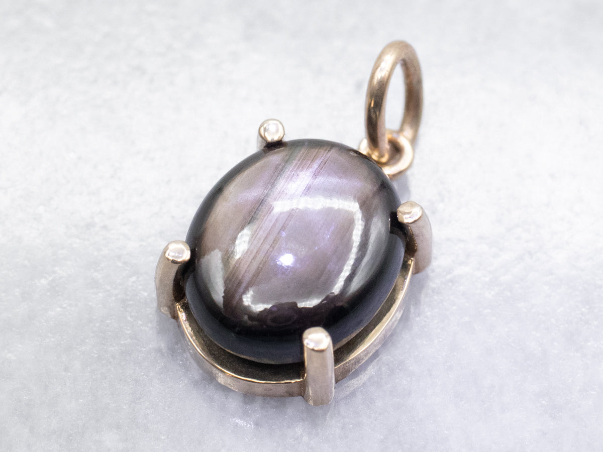 Black Star Sapphire Solitaire Pendant