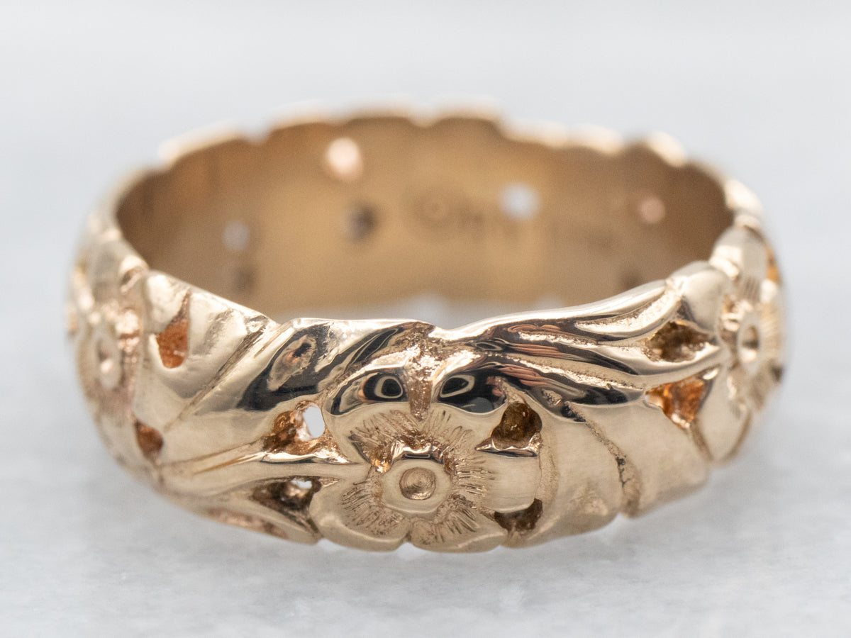 Yellow Gold Floral Wedding Band