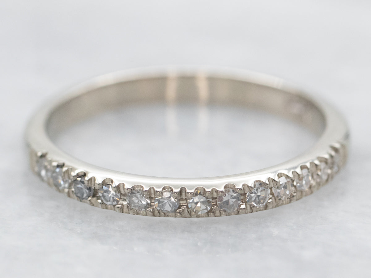 Thin White Gold Diamond Band