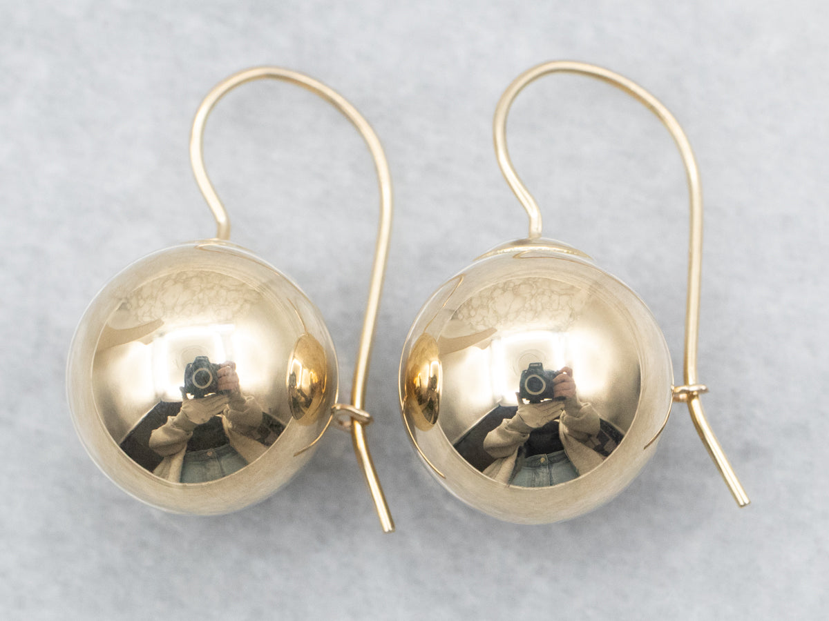 Yellow Gold Ball Drop Earrings