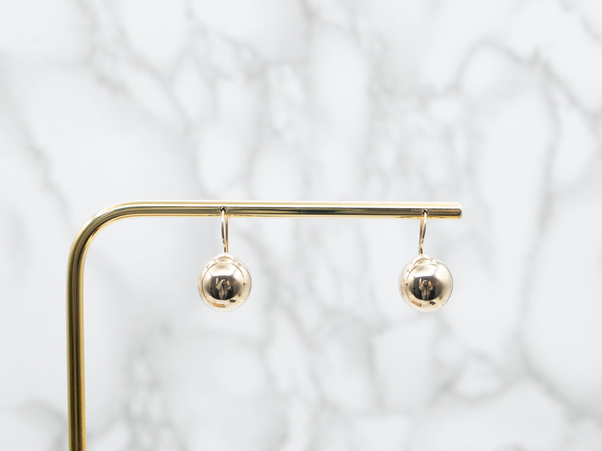 Yellow Gold Ball Drop Earrings