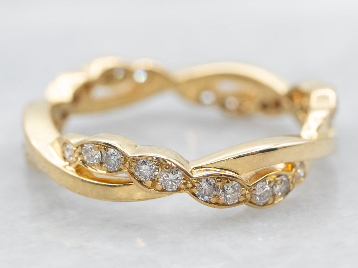 Yellow Gold Diamond Twisted Band