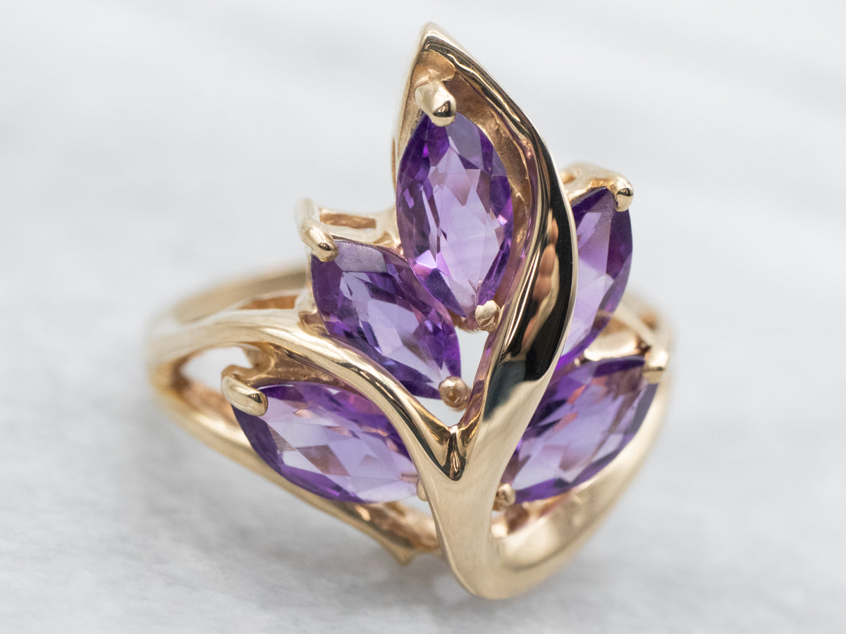 10Kt Yellow Gold Marquise Cut Amethyst order Ring