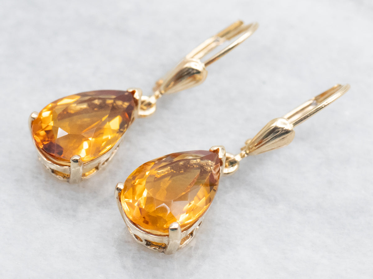 Golden Citrine Drop Earrings