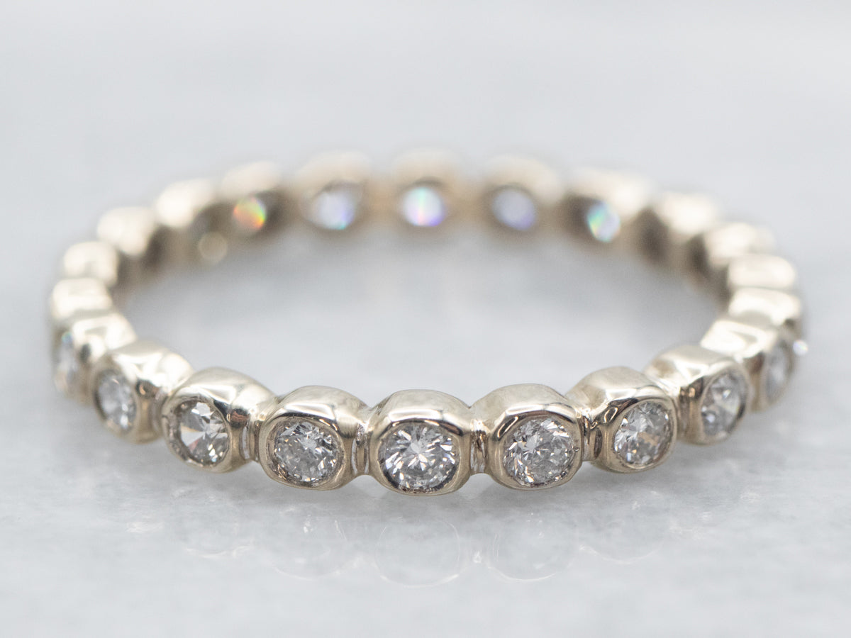 White Gold Diamond Scalloped Eternity Wedding Band