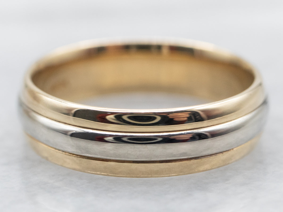 Two Tone Yellow and White Gold Wedding Band