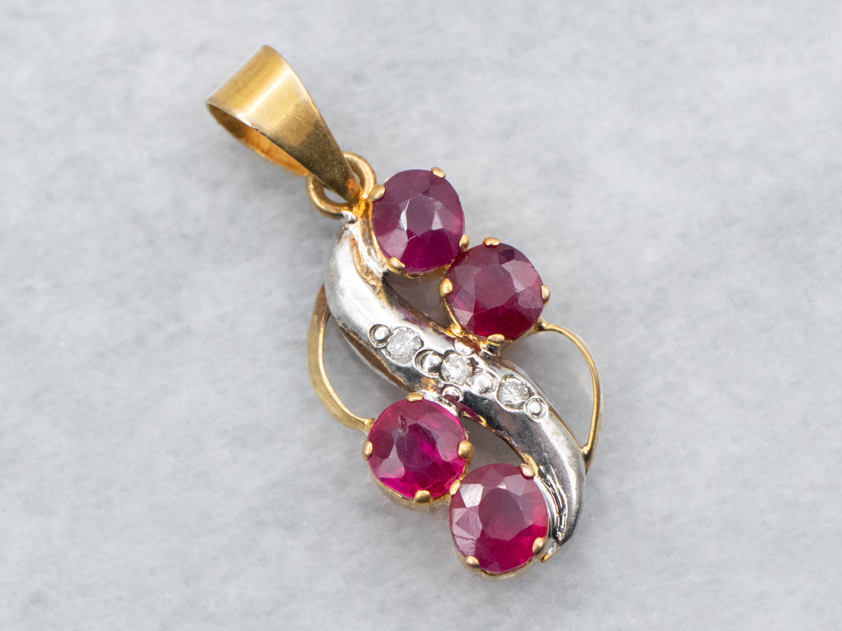 Mixed Metal Ruby and Diamond Pendant