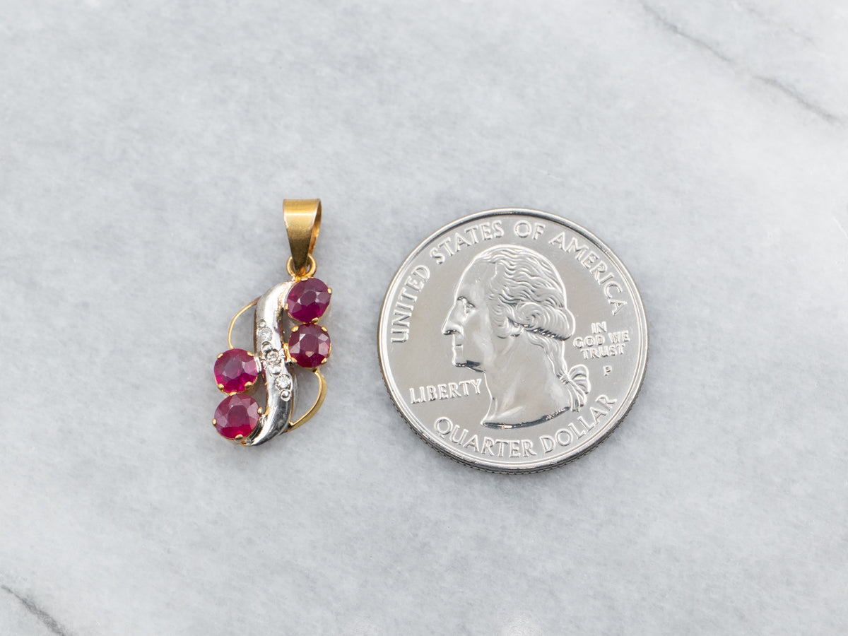 Mixed Metal Ruby and Diamond Pendant