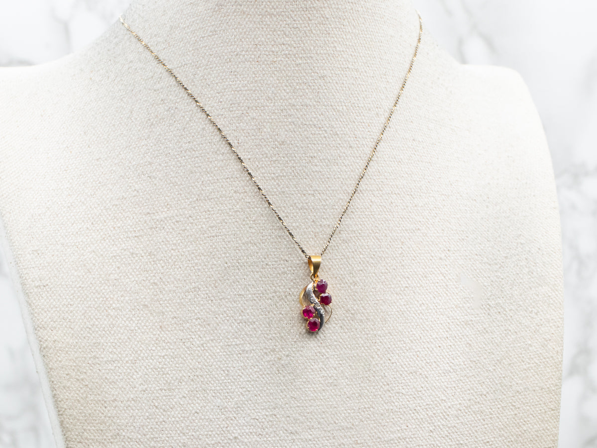 Mixed Metal Ruby and Diamond Pendant