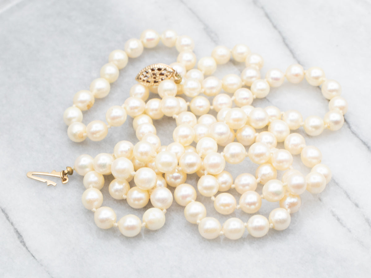 Saltwater Pearl Necklace with Gold Fill Clasp