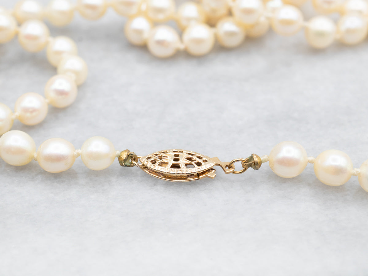 Saltwater Pearl Necklace with Gold Fill Clasp